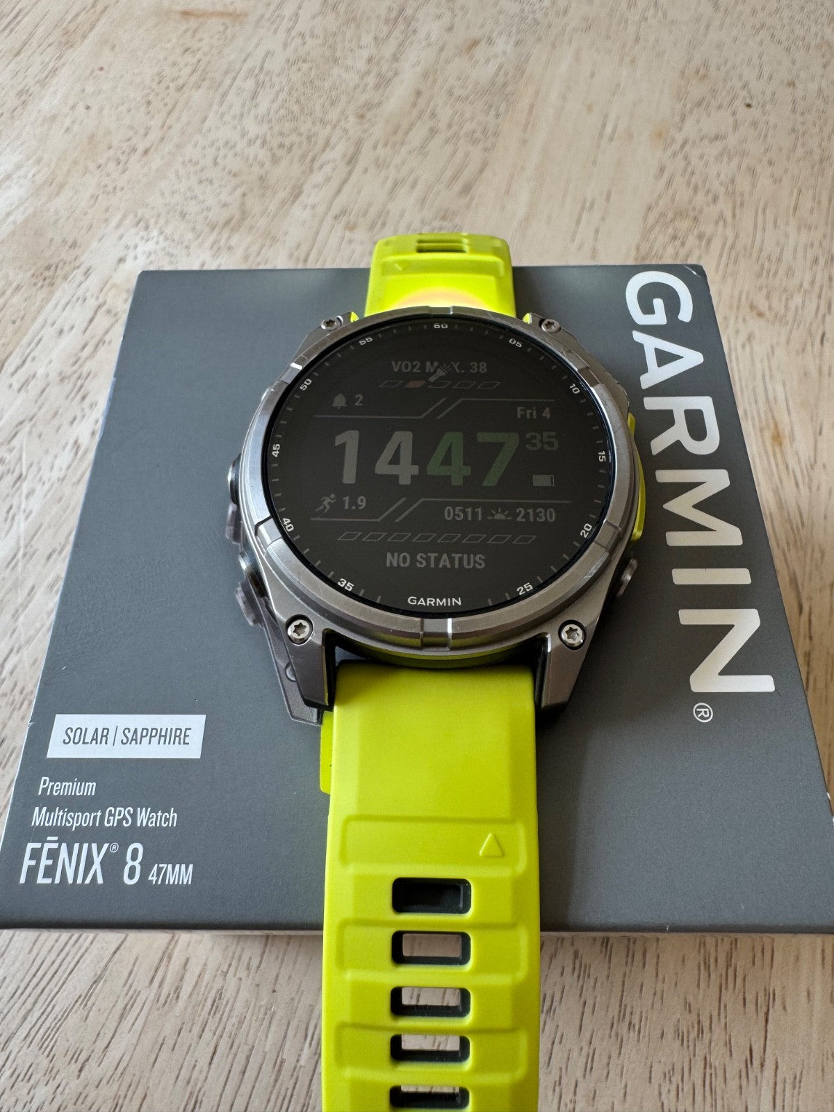 Garmin Fenix 8 Solar Watch | 47mm | Sapphire | Titanium | Amp Yellow
