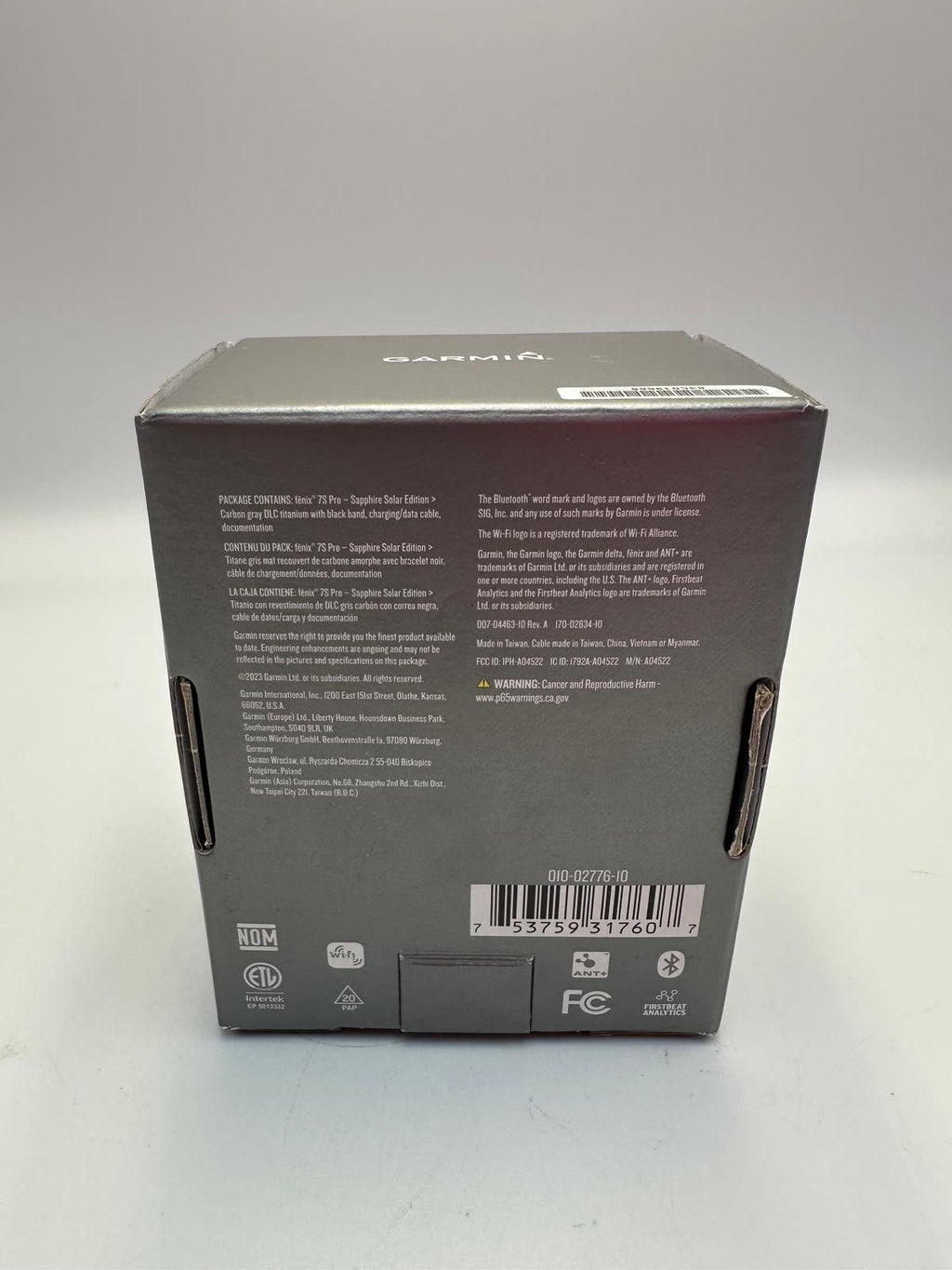 Garmin Fenix 7S Pro Sapphire Solar Premium Multisport GPS Watch Carbon Gray New