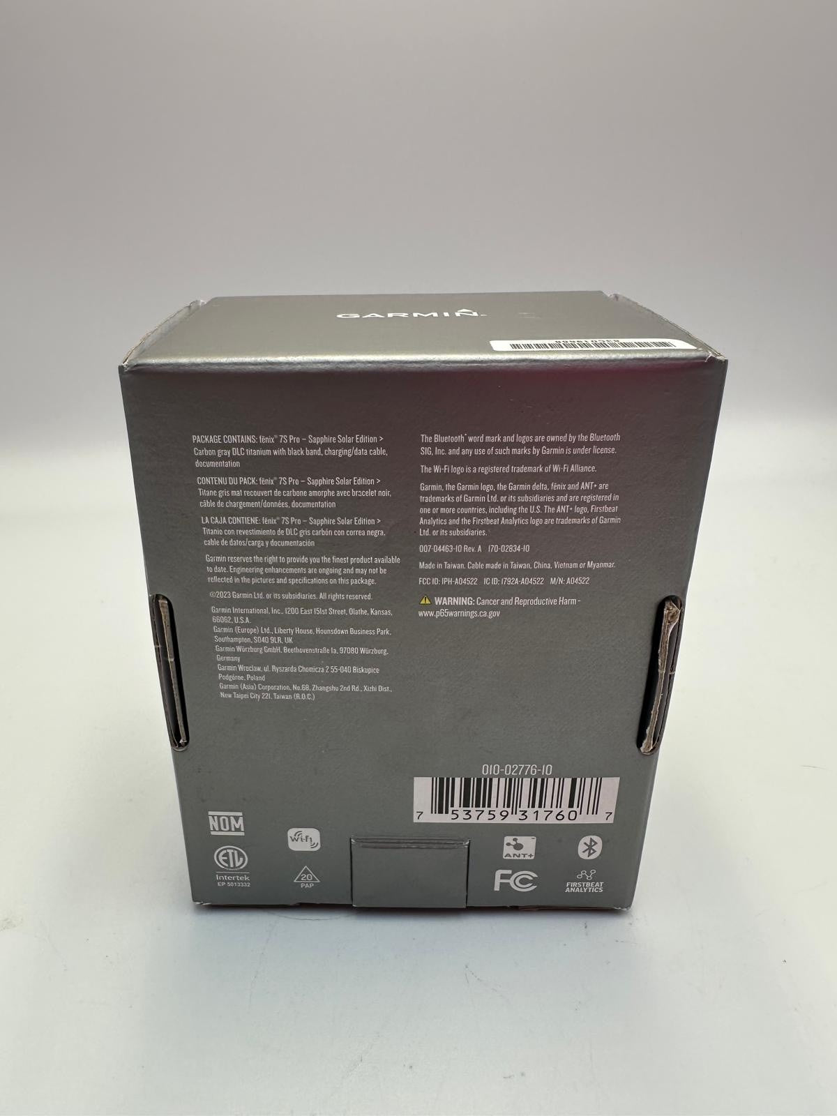 Garmin Fenix 7S Pro Sapphire Solar Premium Multisport GPS Watch Carbon Gray New