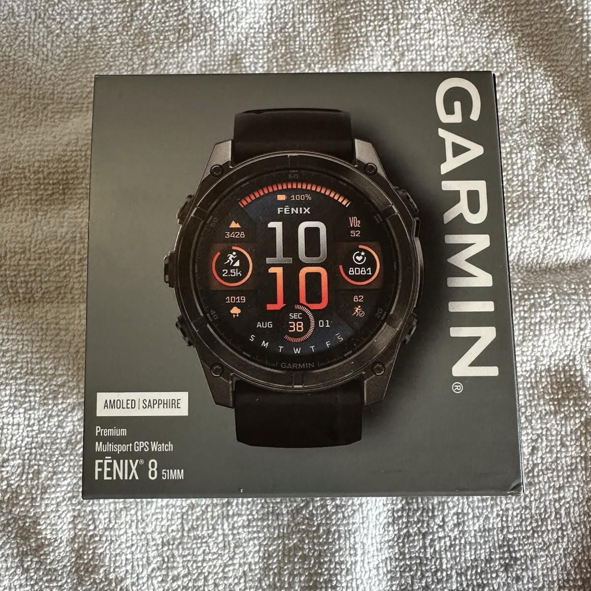 Garmin fenix 8 AMOLED Sapphire 51mm Smartwatch (Carbon Gray Dlc Titanium/Black)