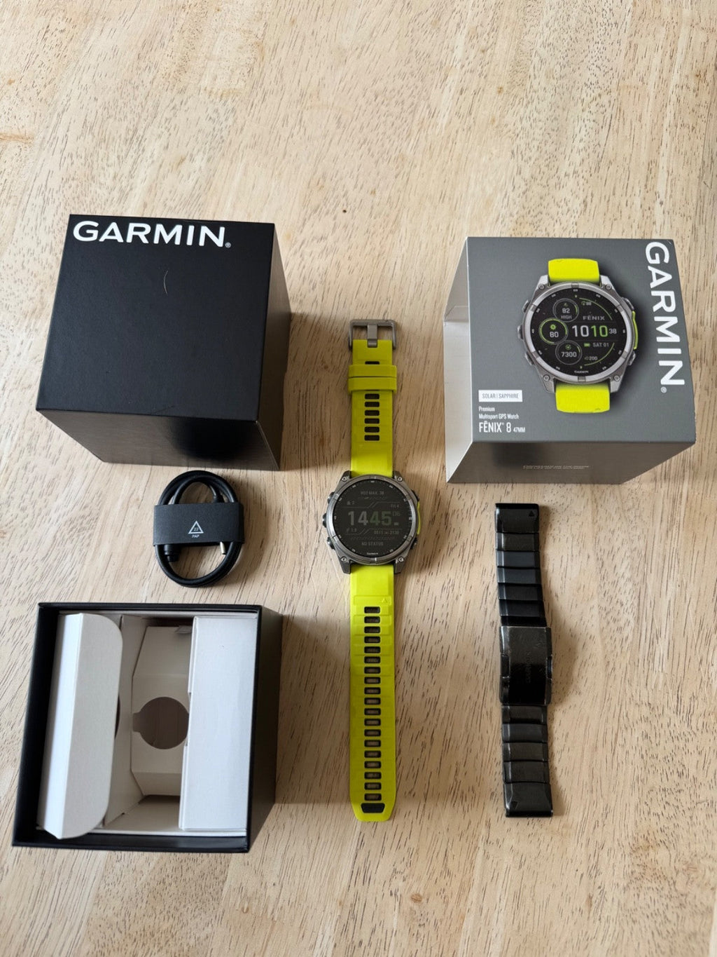 Garmin Fenix 8 Solar Watch | 47mm | Sapphire | Titanium | Amp Yellow