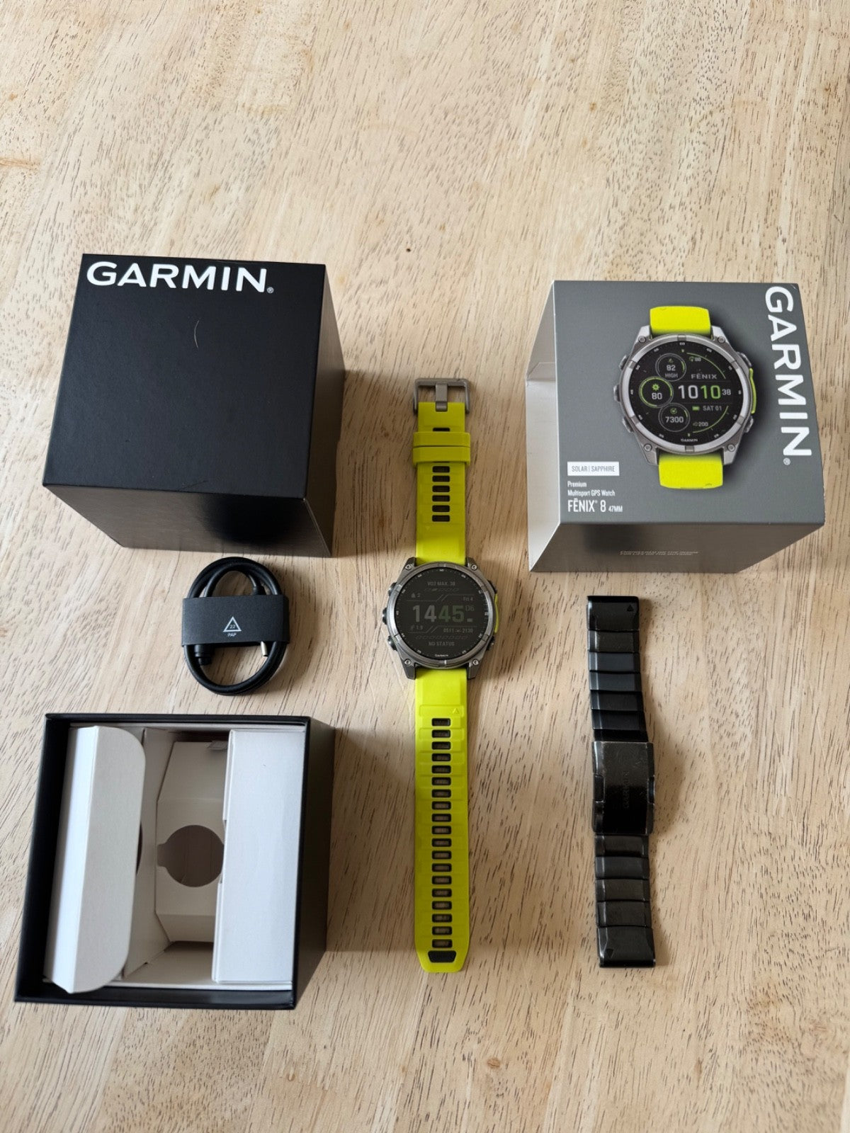Garmin Fenix 8 Solar Watch | 47mm | Sapphire | Titanium | Amp Yellow